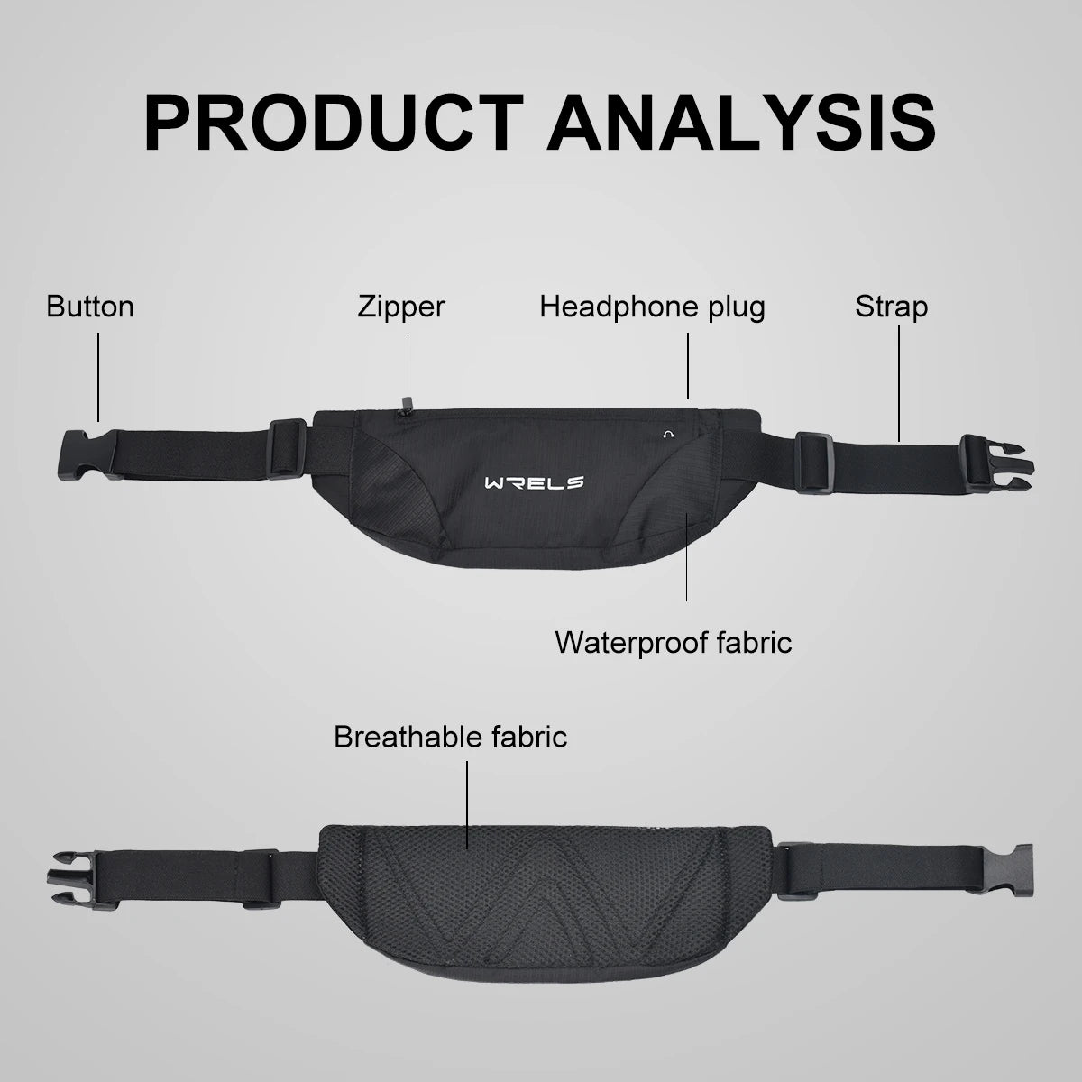 WRELS Waist Bag Outdoor Running Cycling Bag Waterproof Sports Fanny Pack Mobile Phone Case Gym Jogging Run Pouch Belt Bag