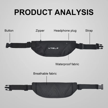 WRELS Waist Bag Outdoor Running Cycling Bag Waterproof Sports Fanny Pack Mobile Phone Case Gym Jogging Run Pouch Belt Bag