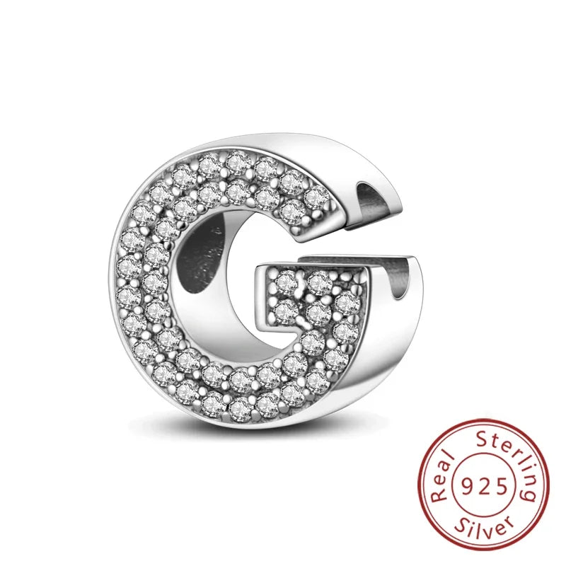 925 Sterling Silver 26 Letters Charms A-Z Alphabet Beads Fit Original Bracelet for Women Girl DIY Fine Jewelry Gift