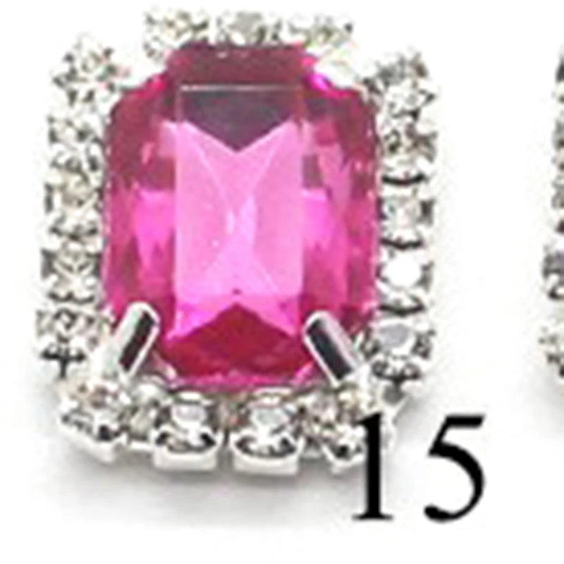 10Pcs, 15*20mm Metal Rectangle Rhinestone Sewing Accessories, DIY Clothing Hair Jewelry Decorative Accessories