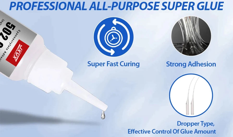 50/20g Multi-purpose 502 Instant Strong Super Glue Universal Superglue Mighty Instant Glue for Resin Ceramic Metal Glass Fast Dry