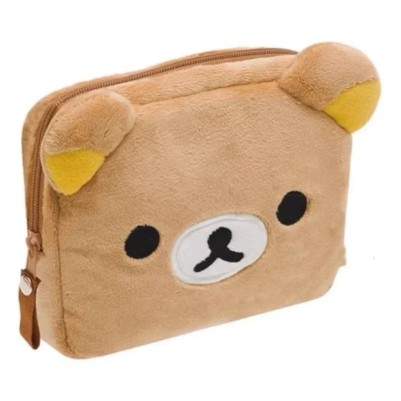 Cartoon Rilakkuma Makeup Organizer Storage Bag Cute Cartoon Bear Plush Kawaii Cosmetic Bags Vanity Beauty Case Gift