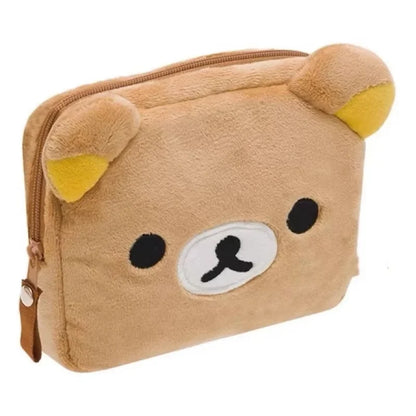 Cartoon Rilakkuma Makeup Organizer Storage Bag Cute Cartoon Bear Plush Kawaii Cosmetic Bags Vanity Beauty Case Gift