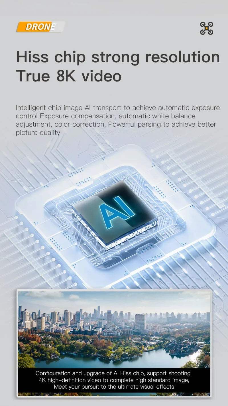 Drone, 4K Professional Camera 8K GPS HD Aerial Photography Dual-Camera Omnidirectional Obstacle Avoidance Drone, Camera Drone