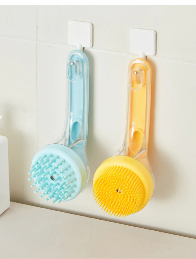 Long Handle Dog Cleaning Brush Soft Silicone Pet Bathing Brush Pet Grooming Comb for Cats Dogs Cat Massage Brush Pet Supplies