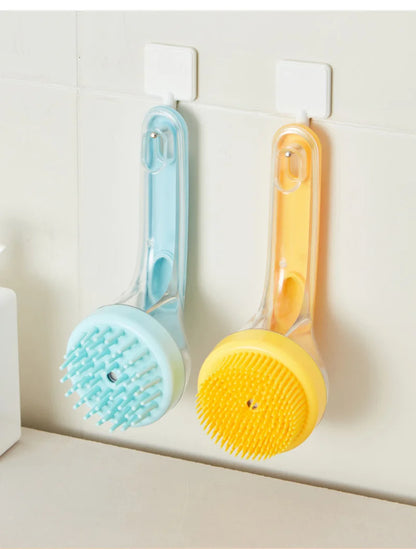 Long Handle Dog Cleaning Brush Soft Silicone Pet Bathing Brush Pet Grooming Comb for Cats Dogs Cat Massage Brush Pet Supplies