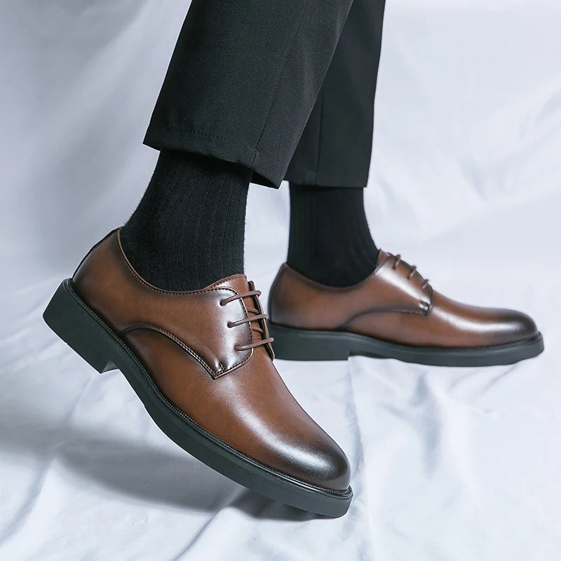 Spring Autumn Soft Sole Comfortable Casual Shoes, Men's Outdoor Hiking Travel Shoes, High End High Quality Men's Suit Dress Shoes