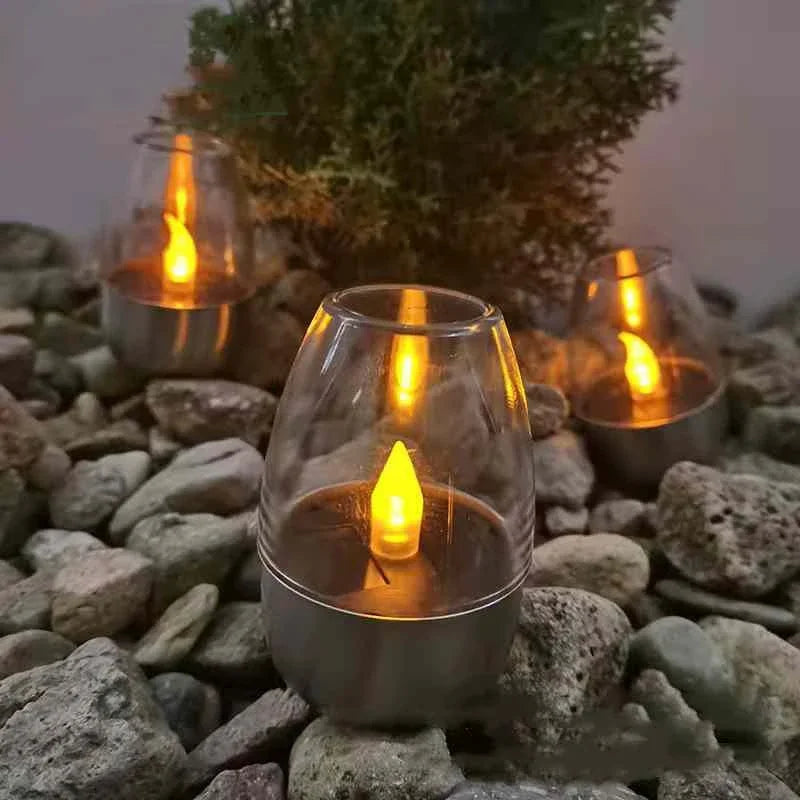 LED Solar Candles Light Flameless Rechargeable Night Light For Wedding Party Garden Decor, Outdoor Waterproof Solar Candles Lamp