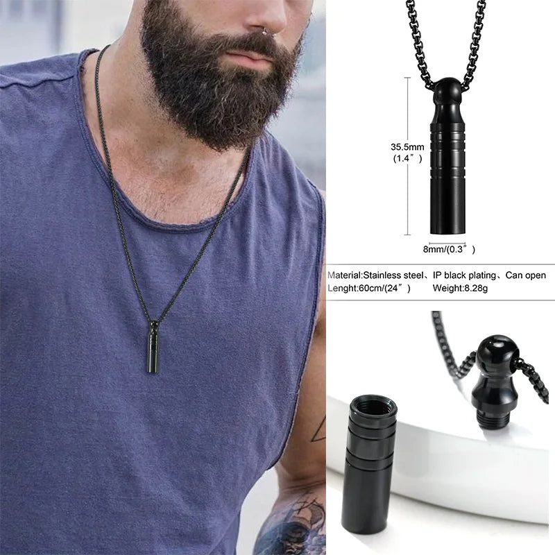 Urn Pendant Necklace for Ashes, Cremation Jewelry, Stainless Steel Urn Jewelry for Men, Ashes Locket Necklace, Memorial Ash