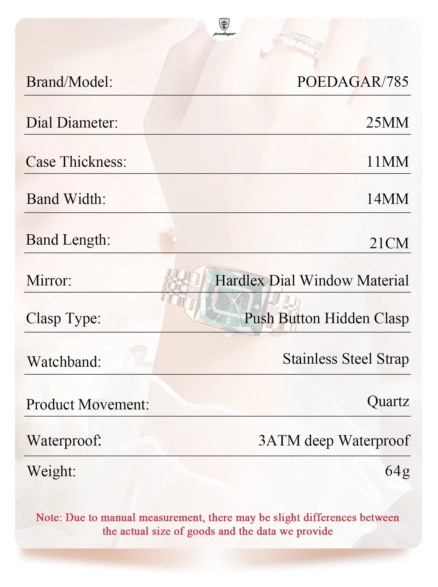 Luxury Watch For Woman, Waterproof Calendar High Quality Ladies Watch, Stainless Steel Quartz Women's Watches With Elegant Box, POEDAGAR