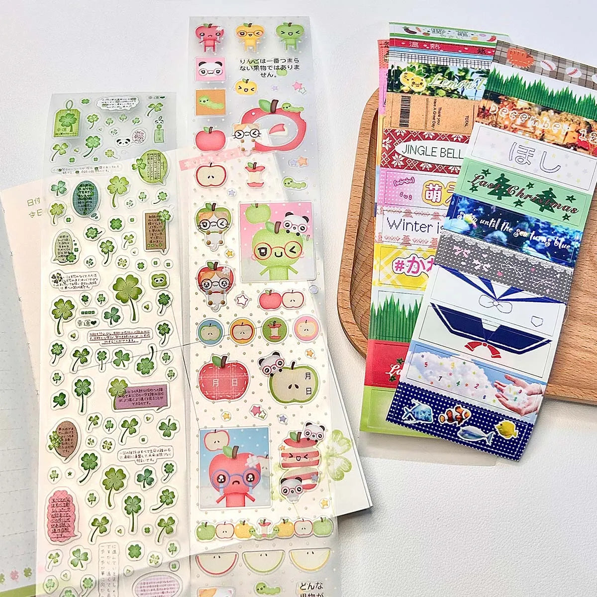 Vintage PET Sticker Tapes, Four-leaf Clover Deco Stickers for Scrapbooking, Cute Washi Tape for Diy Arts Crafts Album
