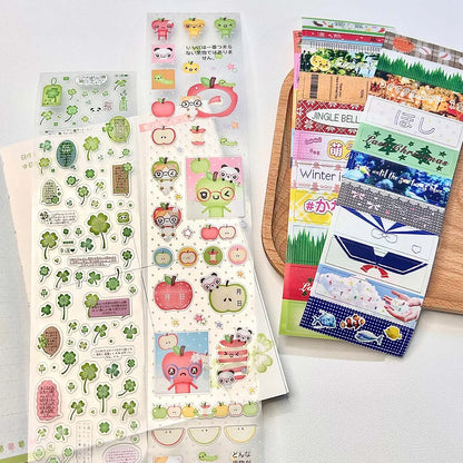 Vintage PET Sticker Tapes, Four-leaf Clover Deco Stickers for Scrapbooking, Cute Washi Tape for Diy Arts Crafts Album