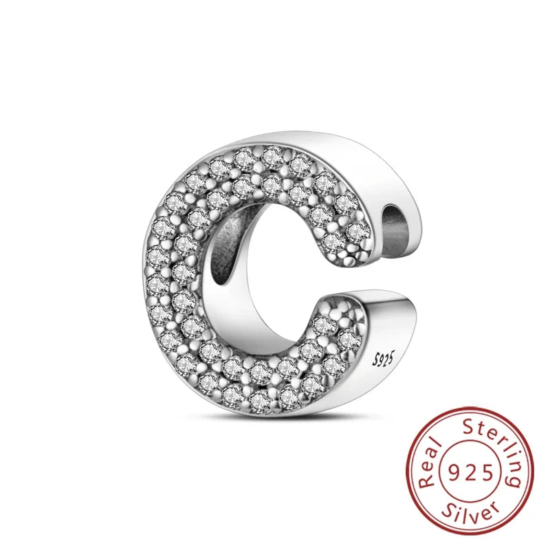925 Sterling Silver 26 Letters Charms A-Z Alphabet Beads Fit Original Bracelet for Women Girl DIY Fine Jewelry Gift