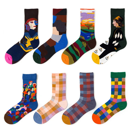 New cotton socks high-quality men's and women's British style casual Harajuku fashion novelty literary couple sexy socks