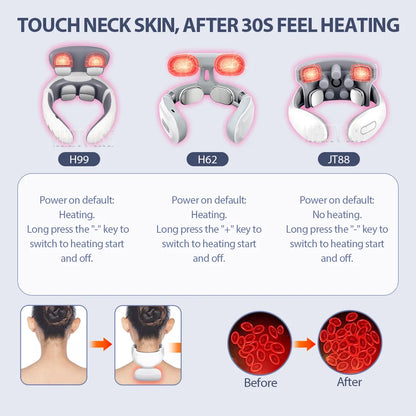 TENS Pulse Back Neck Massage 4 Modes EMS Electric Smart Shoulder Cervical Massager Relaxation Muscle Beating Health Care Tool