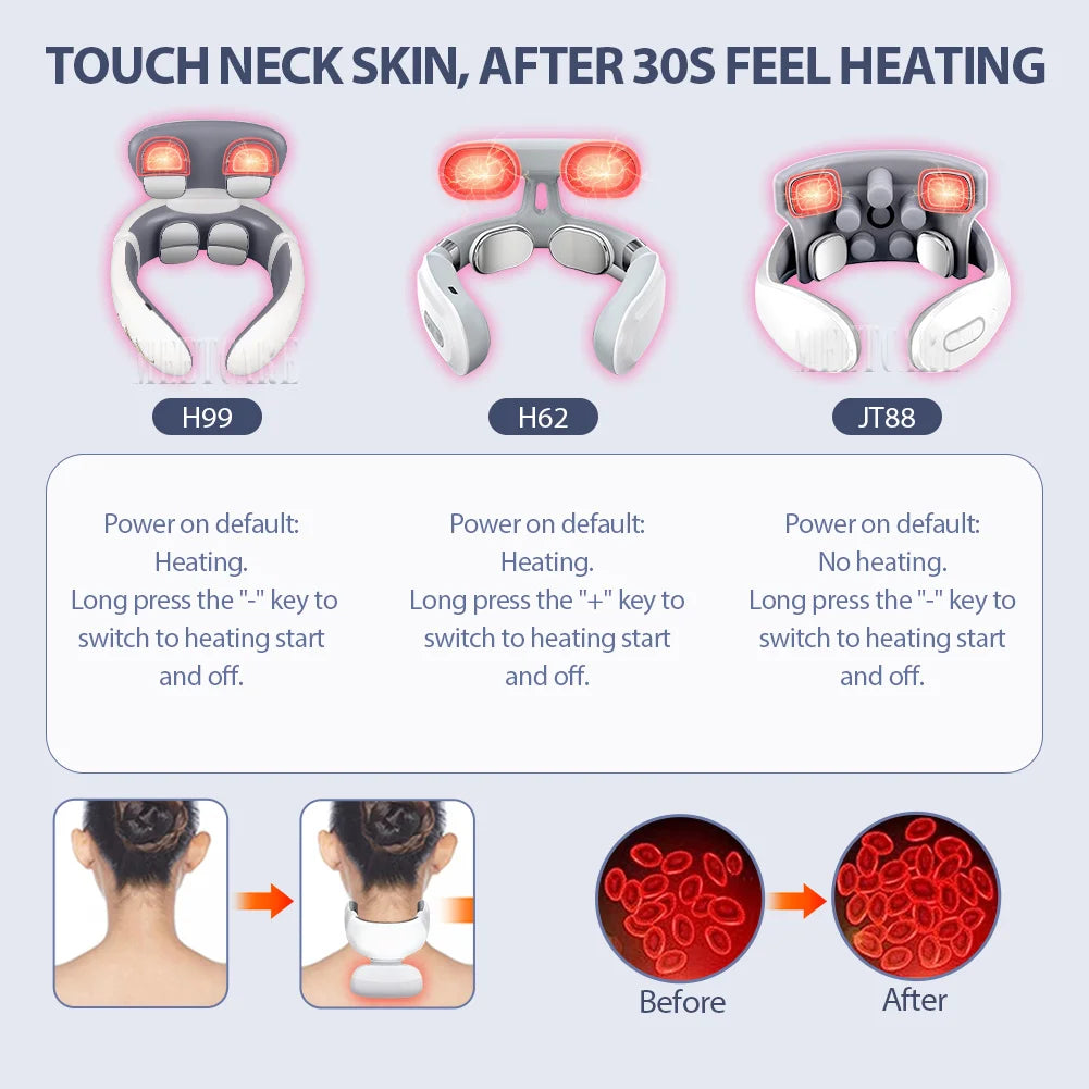 TENS Pulse Back Neck Massage 4 Modes EMS Electric Smart Shoulder Cervical Massager Relaxation Muscle Beating Health Care Tool
