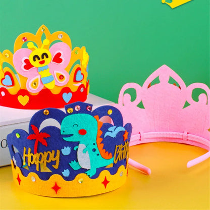 4 Pcs Creative DIY Handmade Toys Crown Hat Princess Tiara Cartoon Kindergarten Educational Art Craft EVA Paper Kids Party Gifts