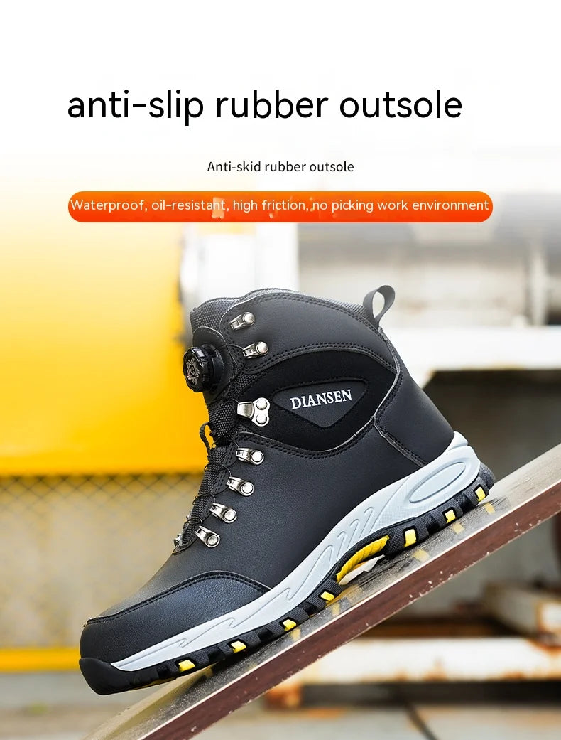 Rotating Button Safety Shoes, Men Work Sneakers, Indestructible Shoes, Puncture-Proof Protective Shoes, Work Boots, Tactical Boots