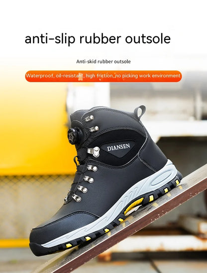 Rotating Button Safety Shoes, Men Work Sneakers, Indestructible Shoes, Puncture-Proof Protective Shoes, Work Boots, Tactical Boots