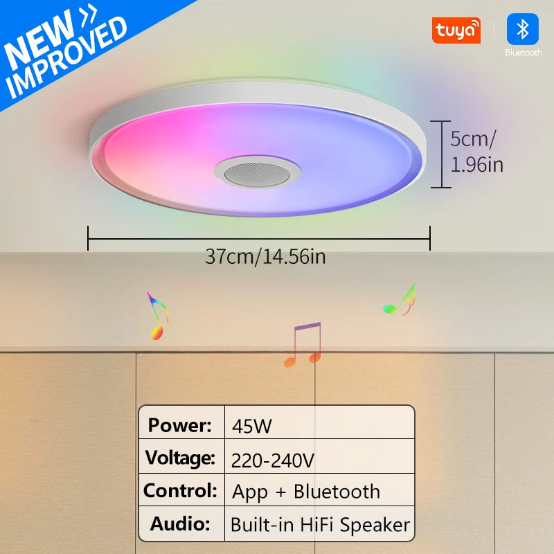 LED Smart Ceiling Lamps RGB APP Remote Control Dimming Modern Home Lighting Music Light with Speaker For Living Room Bedroom