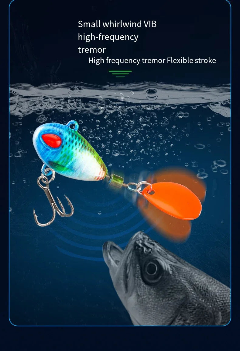 Spoon Spinner Bait Sinking Wobblers Baits Metal Jig VIB Lure Rotating Sequin Tail Lures Far Casting Fishing Baits for Sea Bass