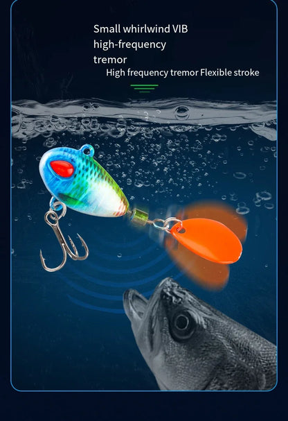 Spoon Spinner Bait Sinking Wobblers Baits Metal Jig VIB Lure Rotating Sequin Tail Lures Far Casting Fishing Baits for Sea Bass