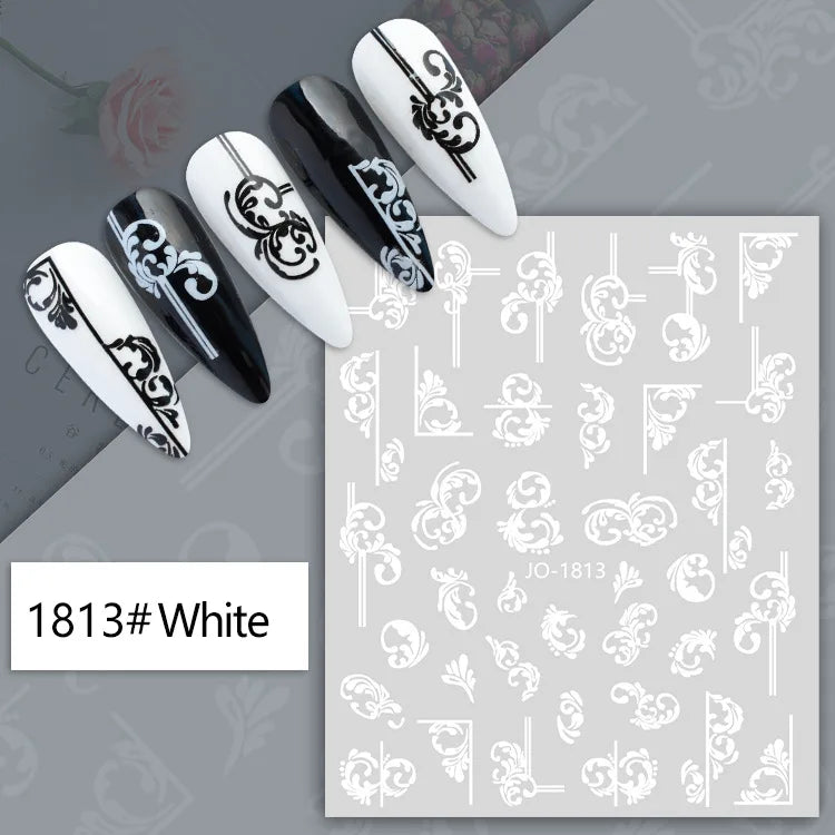 3d Nail Art Decals Tropical Palm Leaves Flowers Laces Faces Adhesive Sliders Nail Stickers Decoration For Nail Manicure