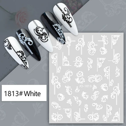 3d Nail Art Decals Tropical Palm Leaves Flowers Laces Faces Adhesive Sliders Nail Stickers Decoration For Nail Manicure