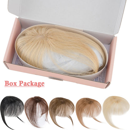 Clips in Bangs Real Human Hair 3D 360° Cover Air Bangs Lightweight Hairpieces for Women Seamless Blend for Instant Volume on Top