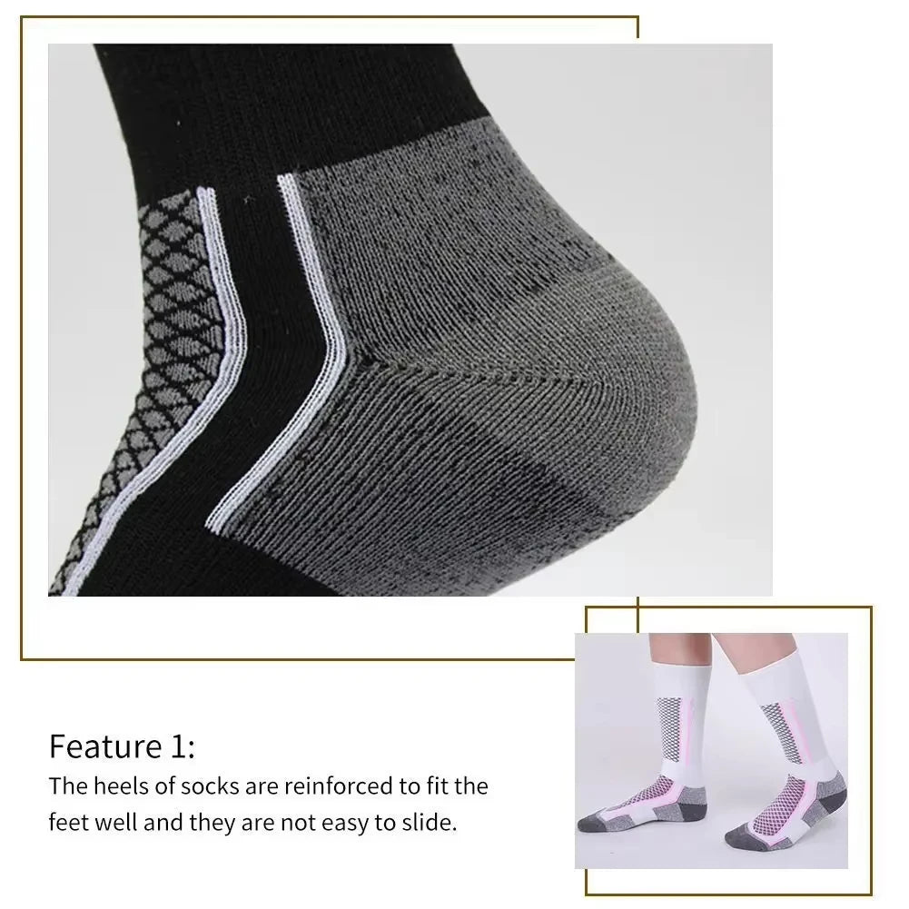 1Pair Winter Warm Thickening Ski Stockings Hiking Socks For Women Men Children Outdoor Anti-Cold High Sports Stockings
