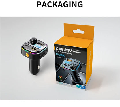 Car MP3 Player FM Transmitter Car Charger Type C Bluetooth 5.0 Handsfree Bluetooth Calling Super Quick Charge Adapter for Car