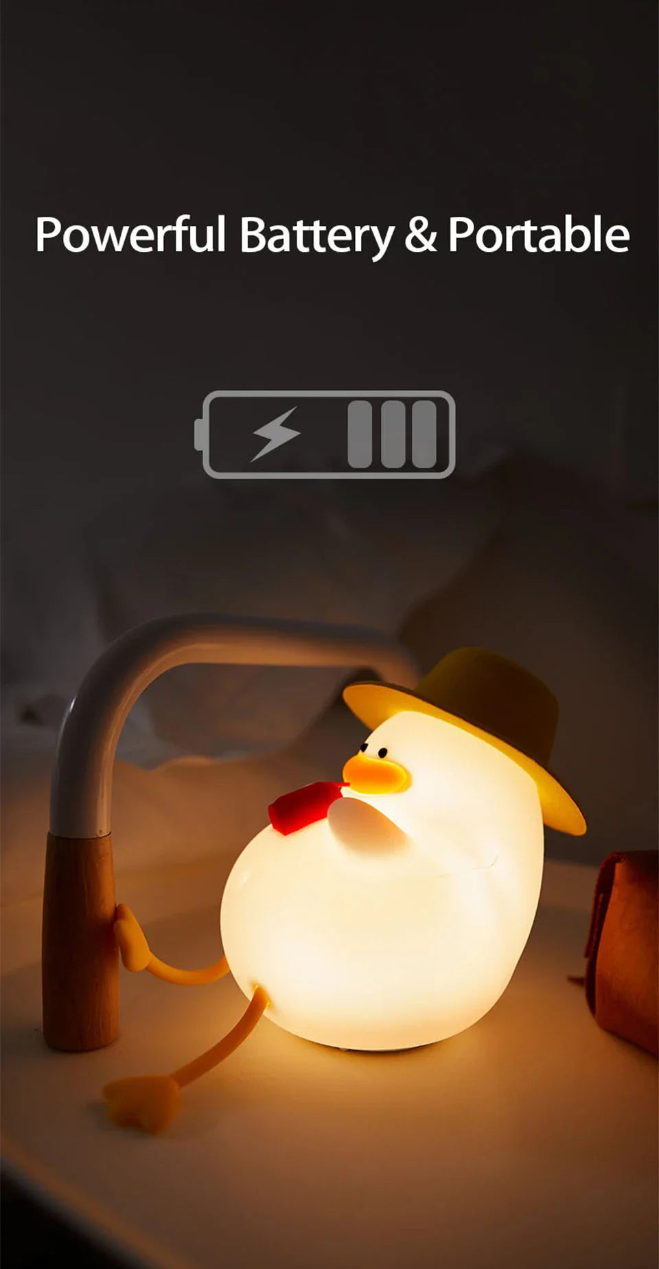 Rechargeable LED Night Light Cute Duck Silicone Patting Lamp Nursery Children Nightlights Home Bedside Room Decor Birthday Gift