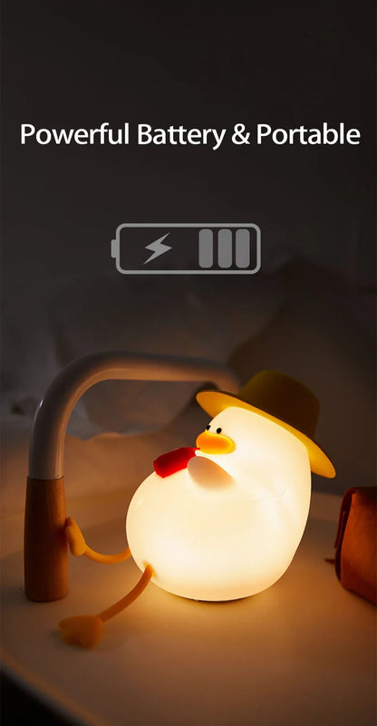 Rechargeable LED Night Light Cute Duck Silicone Patting Lamp Nursery Children Nightlights Home Bedside Room Decor Birthday Gift