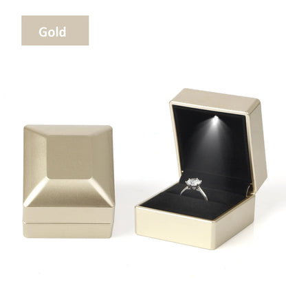LED Jewelry Ring Box with Light Luxury Crown Earrings Pendant Storage Display Proposal Wedding Gift Box Jewelry Organizer Box