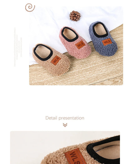 Autumn Winter Warm Baby Slippers, Toddler Plush Floor Sock Shoes, Boys Girls Soft Anti-slip Walking Shoes, Indoor Home Kids Socks