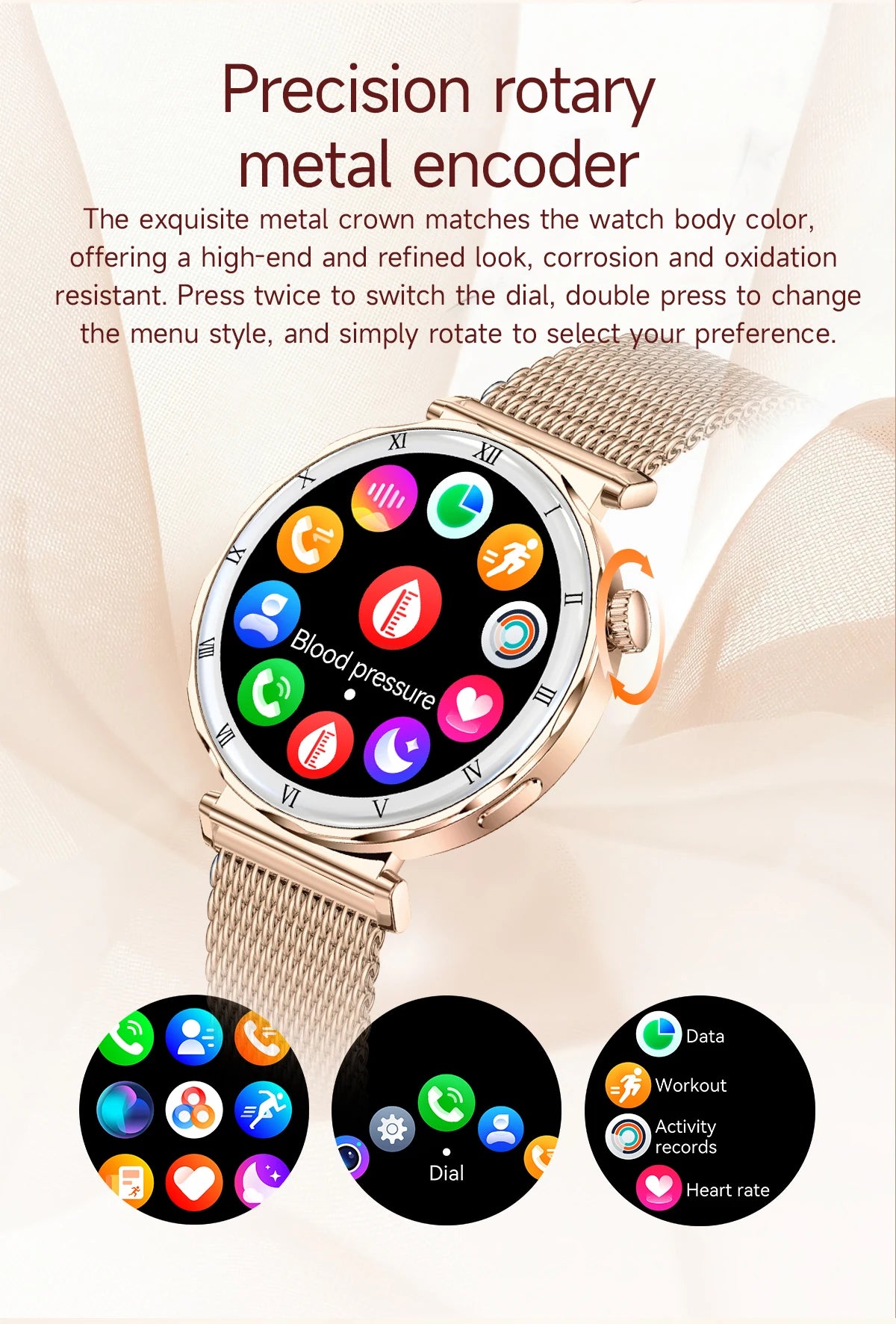 LIGE 1.19"Ultra-Slim AMOLED HD Display Fitness Tracker Smartwatch Bluetooth Call Heart Rate Monitor Waterproof Smart Watch Women