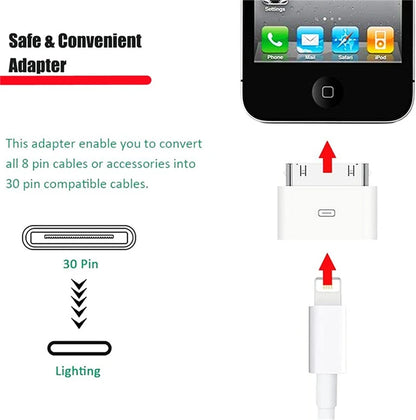 8-Pin Male to 30-Pin Female Charging Sync Lighting to 30-Pin Adapter for iPhone 4 4S iPad 2 3 iPod Touch Charger Cable Converter