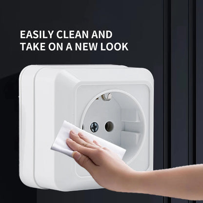 WESA White Wall Mount Socket EU Standard Electrical Outlett Ground Vintage Surface Power Socket Plug Flame Retardant Plastic