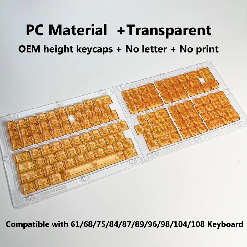 Full Sets Transparent Keycaps for Mechanical Keyboard Front/Side/None Print RGB Backlit Full/Misty Transparent Keycap 130+ Key