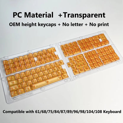 Full Sets Transparent Keycaps for Mechanical Keyboard Front/Side/None Print RGB Backlit Full/Misty Transparent Keycap 130+ Key