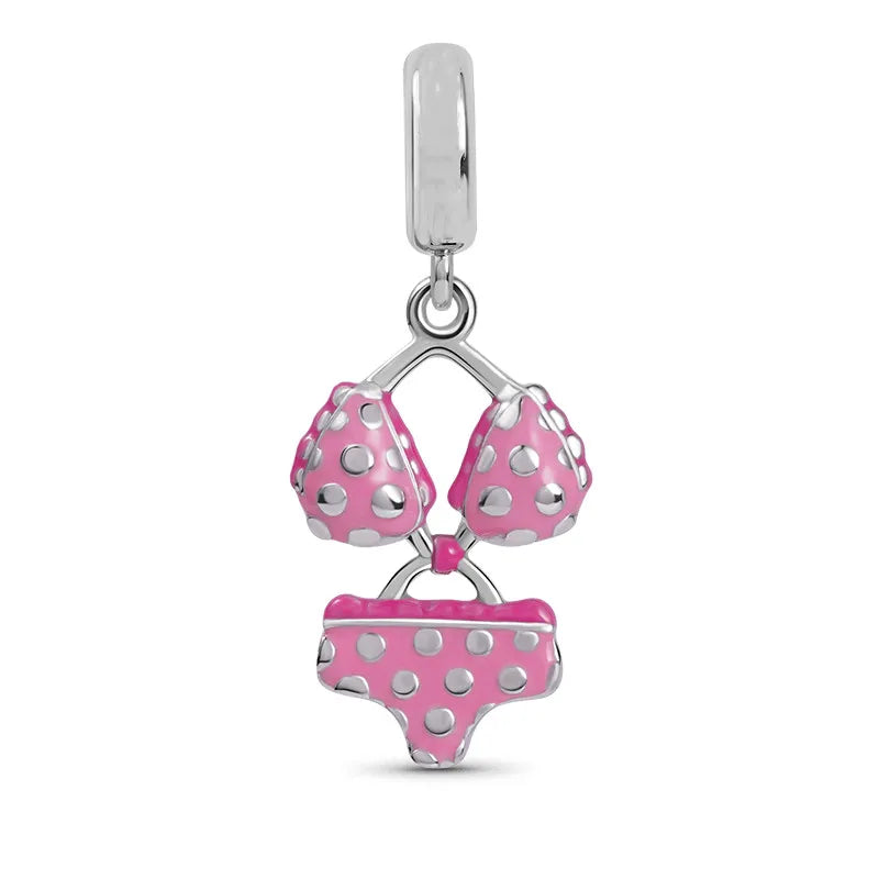 Hot Selling 925 Silver Pink Cake, Dog Paw, Luggage, Cup Bead Pendant Suitable for European Original Bracelet DIY Exquisite Jewelry