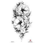 Black Flower Waterproof Temporary Tattoo Sticker, Beauty Butterfly Rose for Women, 3D Flash Body Arm Art Washable Fake Tattoos