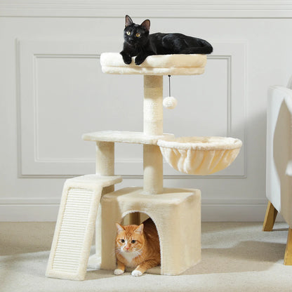 Cat tree, Cat Tower for Indoor Cats, 2 Styles Cat Activity Tree with Cat Scratching Posts, Big Hammock and Removable Top Perch Grey