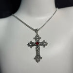 Y2K Punk Crystal Big Cross Pendant Necklaces for Women Men, Gothic Irregular Cross Clavicle Chain Necklaces, Aesthetic Jewelry