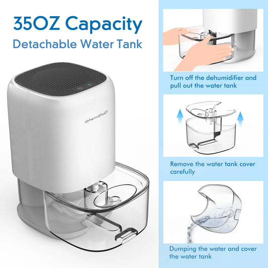 1L Air Dehumidifier for Bedroom, Home Appliances with Air Filter  280 sq. ft, Mini Portable Ultra Quiet, Auto Bucket Full Shut Off  Closet