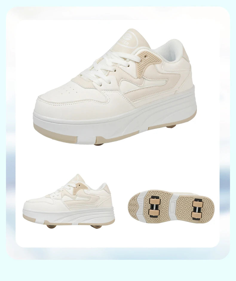 Roller Skate Shoe Walking Shoes With Four-wheel Student Sports Pulleys Walking Shoes With Wheels Summer Spring Kids Sneakers