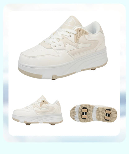 Roller Skate Shoe Walking Shoes With Four-wheel Student Sports Pulleys Walking Shoes With Wheels Summer Spring Kids Sneakers