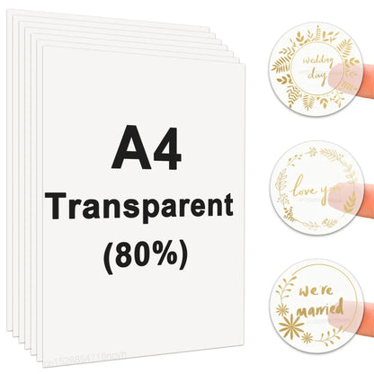 100% Transparent Printable Vinyl Sticker Paper A4 Vinyl Printing Paper for Inkjet Printer DIY Label Sticker Self Adhesive Paper