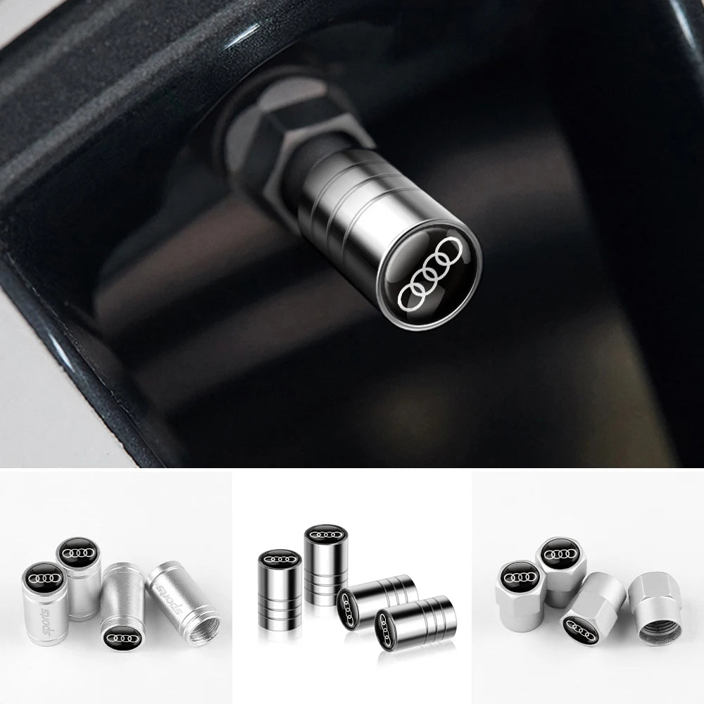 4Pcs Metal Alloy Car Wheel Tire Air Valve Caps Cover For Audi A3 A4 b6 b8 b7 A6 A8 S Line S3 S4 S6 Q3 Q5 Q7 Q8 Auto Accessories