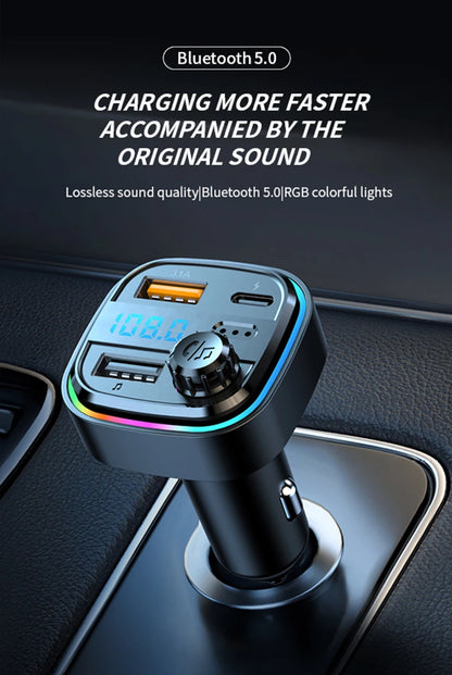 Car MP3 Player FM Transmitter Car Charger Type C Bluetooth 5.0 Handsfree Bluetooth Calling Super Quick Charge Adapter for Car